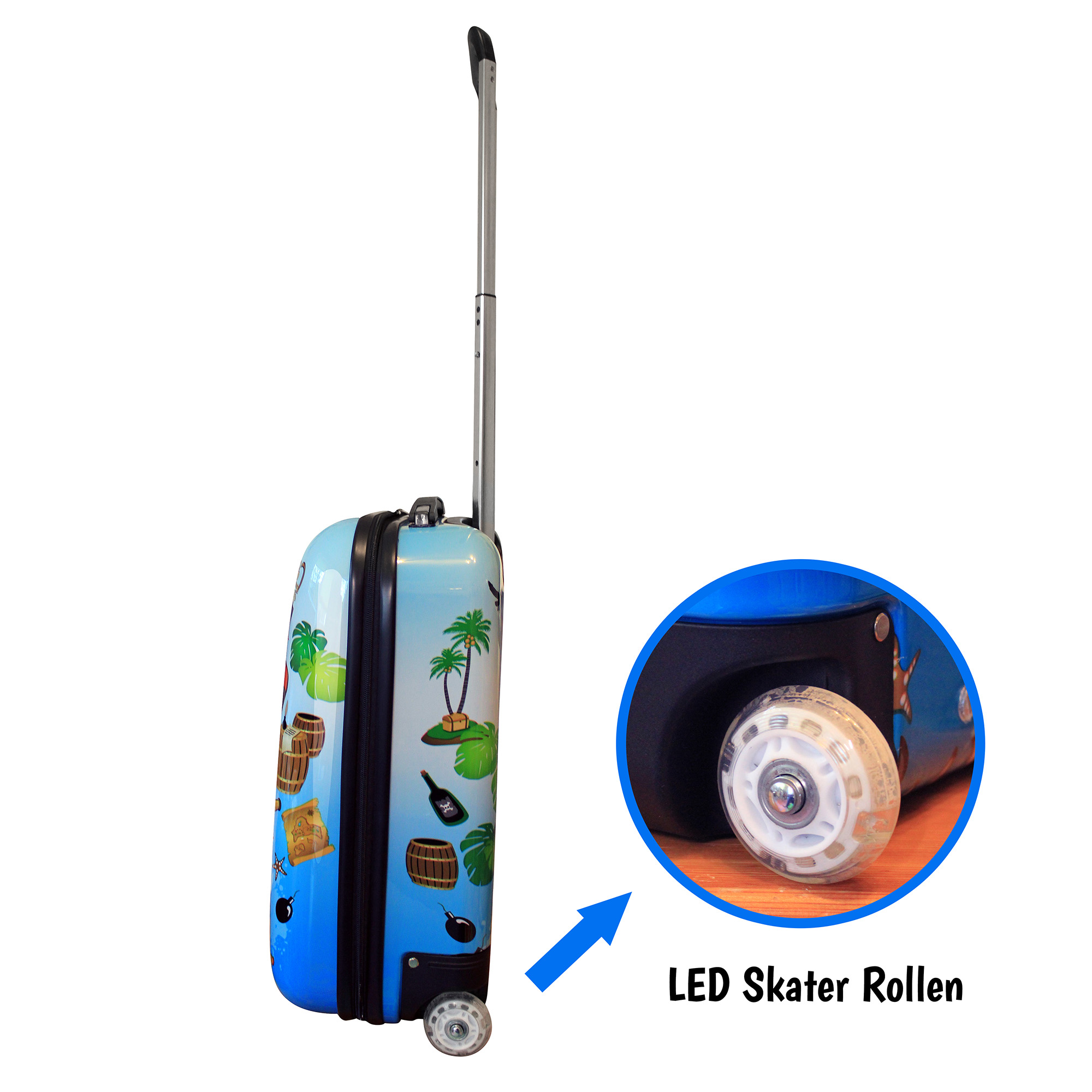 Kinder Handgepäck Hartschalen Koffer mit LED Rollen 28 Liter